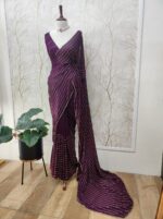 Georgette with cut beads work single shade - Image 34