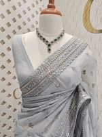 kota silk with faux mirror on the boarder and the saree - Image 4