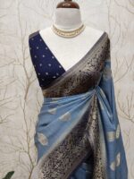Soft Tussar With Temple Buttas Design