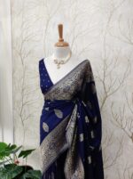 Soft Tussar With Temple Buttas Design - Image 19