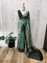 Soft Tussar With Temple Buttas Design - Image 26