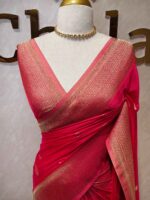 Georgette Banarasi With Feather Design - Image 41