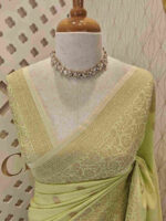 Soft Tussar With Stamp Flower Design - Image 8