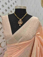 Soft Tussar With Stamp Flower Design - Image 6