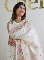 Kota Silk With Pearl Like Flower Embroidery - Image 17