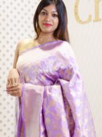 Banarasi kattan silk with flower and branches - Image 5