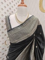 Tussar banarasi with rose gold zari - Image 26
