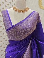 Tussar banarasi with rose gold zari - Image 5