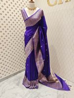 Tussar banarasi with rose gold zari - Image 7