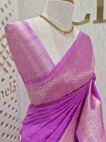 Tussar banarasi with rose gold zari - Image 9