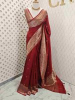 Tussar banarasi with rose gold zari - Image 29