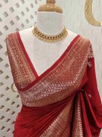Tussar banarasi with rose gold zari - Image 28