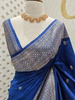 Tussar banarasi with rose gold zari - Image 13