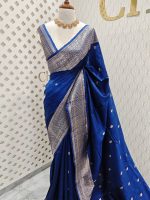 Tussar banarasi with rose gold zari - Image 14