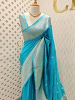 Tussar banarasi with rose gold zari - Image 17