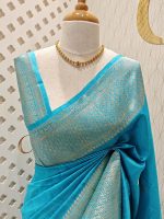 Tussar banarasi with rose gold zari - Image 18