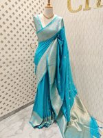 Tussar banarasi with rose gold zari - Image 19