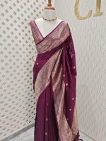 Tussar banarasi with rose gold zari - Image 22