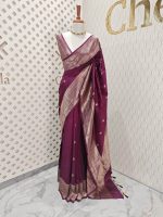 Tussar banarasi with rose gold zari - Image 23