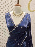 Satin organza with stone work - Image 9