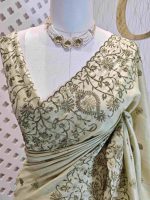 Tussar silk with self color embroidery - Image 11