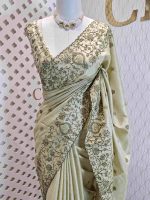 Tussar silk with self color embroidery - Image 12