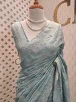 Semi tussar with manga embroidery - Image 9