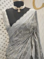 Semi tussar with manga embroidery - Image 16