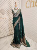 Tussar banarasi with rose gold zari - Image 2