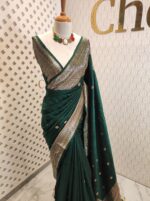 Tussar banarasi with rose gold zari - Image 3