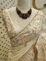 Tussar silk with self color embroidery