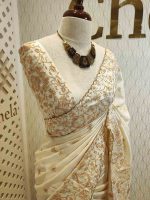 Tussar silk with self color embroidery - Image 4