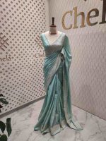 Tussar silk with thread embroider and mukeish work - Image 19