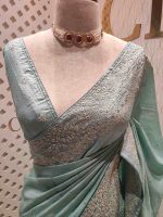 Tussar silk with thread embroider and mukeish work - Image 17