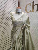 Tussar silk with thread embroider and mukeish work - Image 21