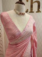 Tussar silk with thread embroider and mukeish work - Image 3