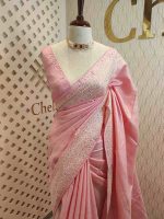 Tussar silk with thread embroider and mukeish work