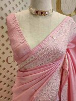 Tussar silk with thread embroider and mukeish work - Image 2