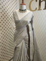 Tussar silk with thread embroider and mukeish work - Image 5