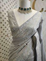 Tussar silk with thread embroider and mukeish work - Image 6
