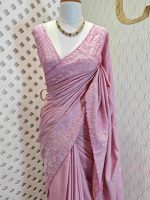 Tussar silk with self color embroidery - Image 13