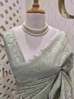 Banarasi with silver big flower butta - Image 2
