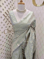 Banarasi with silver big flower butta