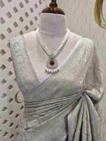 Banarasi with silver big flower butta - Image 7