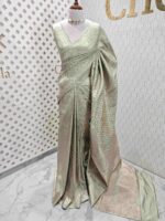 Banarasi with round bud butta in cross weave - Image 7