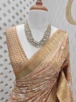 Jute silk with flower and leaf kantha stitch - Image 2
