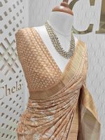 Jute silk with flower and leaf kantha stitch - Image 4
