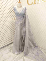 Organza with lotus applique and sequance work - Image 24