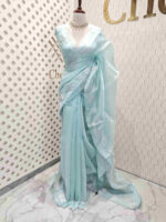 Organza with lotus applique and sequance work - Image 23