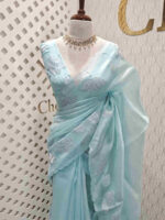 Organza with lotus applique and sequance work - Image 21